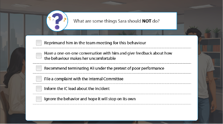 Manager receiving a workplace concern during POSH training for managers and leaders