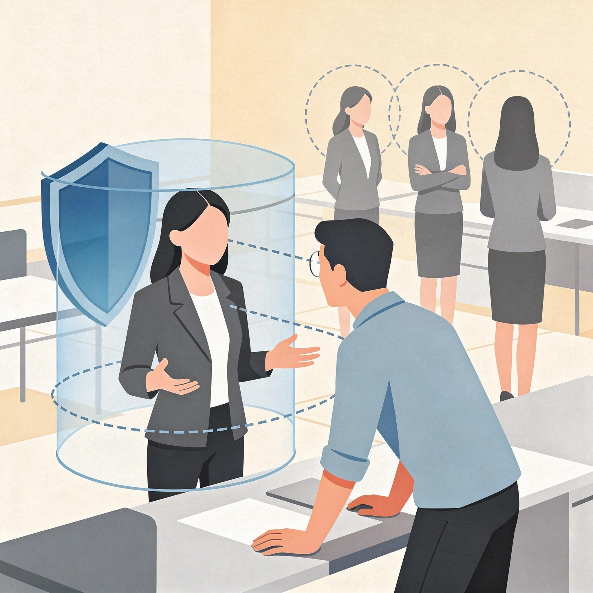 Manager preventing workplace sexual harassment through POSH awareness
